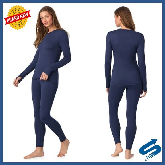 Fleece Lined Thermal Base Layer Set Long Sleeve Shirt & Leggings Cold Weather - Picture 3 of 8